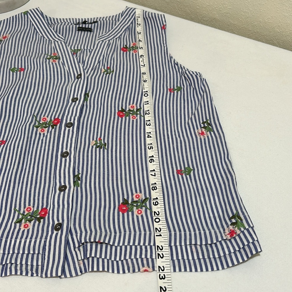 MISS ME WOMEN FLORAL STRIPED BLOUSE SLEEVELESS OVERSIZED Sz MEDIUM - Picture 9 of 11